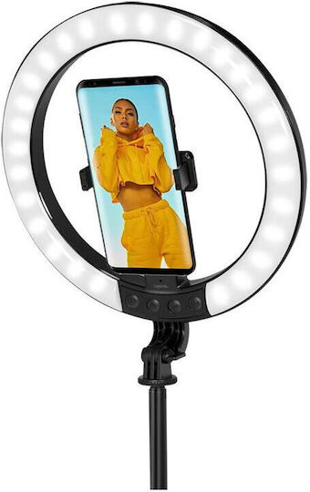 LogiLink Ringlicht 20cm 3200 - 6500K mit Bodenstativ und Handyhalter