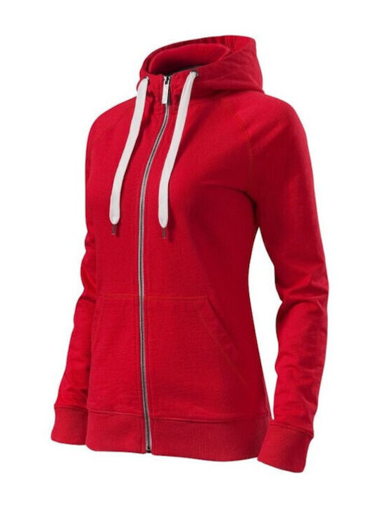 Damen Sweatshirtjacke Kapuzen Rot