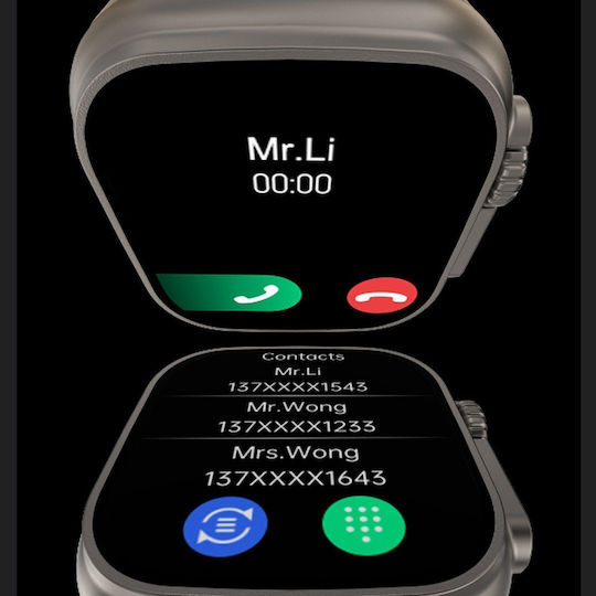 DT NO.1 DT8 Ultra Aluminium 43mm Smartwatch με Παλμογράφο (Πορτοκαλί)