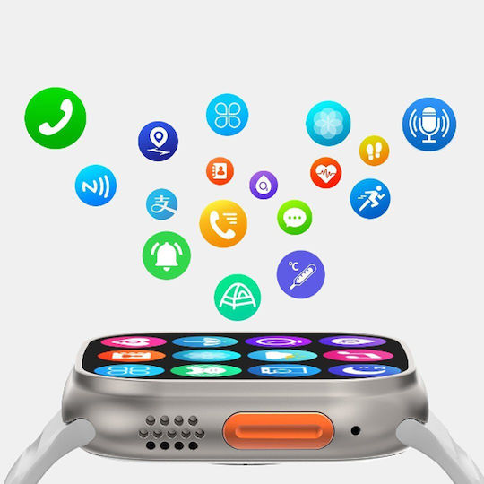 DT NO.1 DT8 Ultra Aluminium 43mm Smartwatch με Παλμογράφο (Πορτοκαλί)