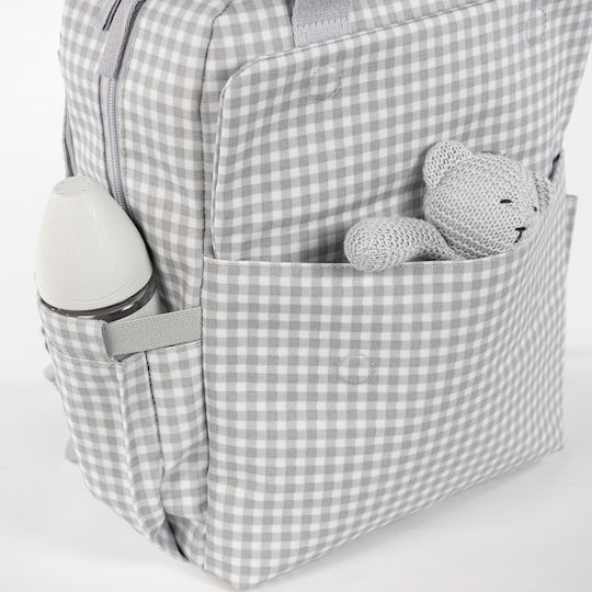 Walking Mum Diaper Bag I Love Vichy Gray 28x12x37cm.