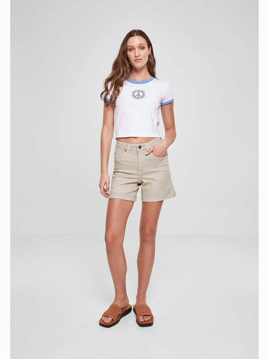Women's Summer Crop Top Cotton Short Sleeve White