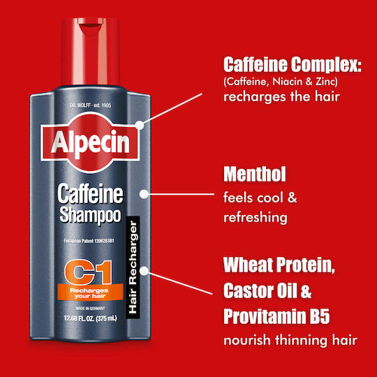 Alpecin C1 Caffeine Șampon Împotriva Căderii Părului pentru Toate Tipurile de Păr 250ml