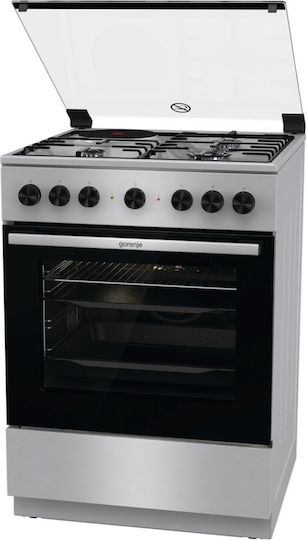 Gorenje Gk 6b41 Xd Готварска печка 71лт с котлони на природен газ и ток Ш60см. Inox