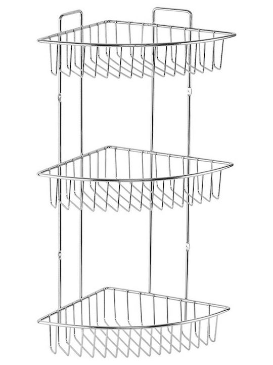 Ankor Γωνιακή Ραφιέρα Μπάνιου Μεταλλική με 3 Ράφια 22.5x22.5x51cm