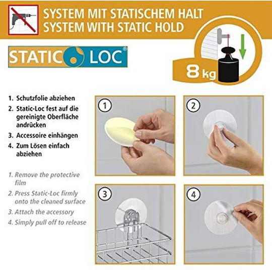 Wenko Osimo Plastic Sponge Holder Wall Mounted with Suction Cup White