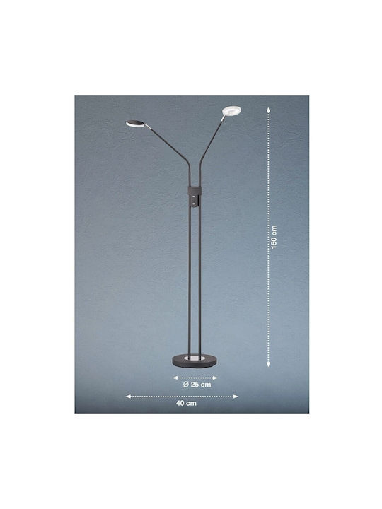 Fischer Honsel Luna LED Stehlampe H150xB40cm. mit Einstellbarem Weißem Licht Schwarz