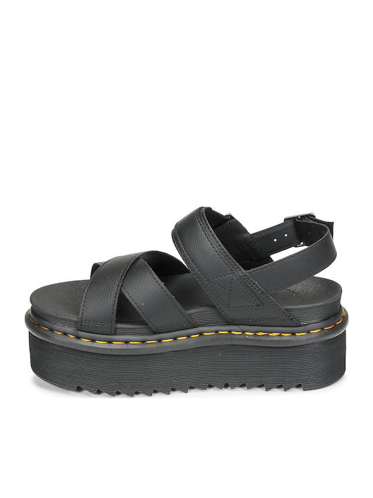 Voss II Women's Flat Sandals with Strap Flatforms in Black Color