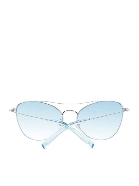 Sting Women's Sunglasses with Silver Metal Frame and Light Blue Gradient Lens SST218 579X