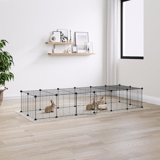 vidaXL Rodent Cage Rodent Cage with 28 Panels & Black Steel Door 3114059