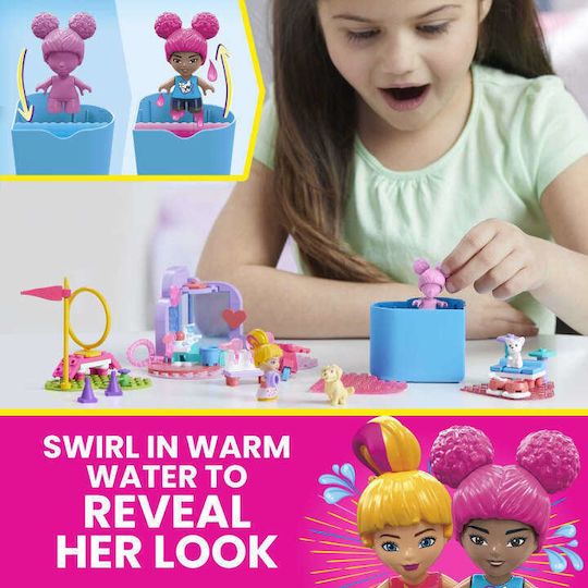 Mega Bloks Barbie Bauklötze Color Reveal Zug n Wasch Haustiere für 5+ Jahre 152Stücke