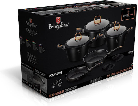 Berlinger Haus Black Rose Collection Kochgeschirr-Set aus Aluminium mit Steinbeschichtung 5-tlg