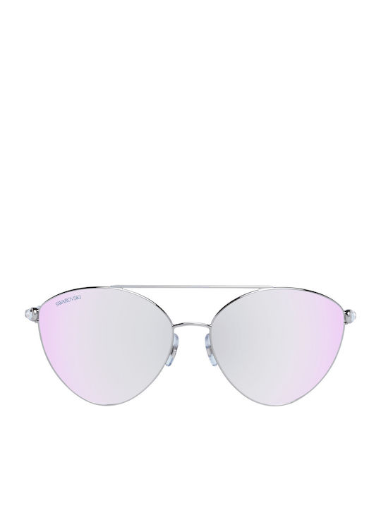 Swarovski Women's Sunglasses with Silver Metal Frame and Pink Lens SK0286 16Z