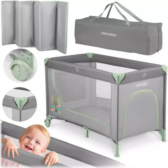 Ricokids RK-240 Кошара за игра с Матрак Grey-Mint 125x65см