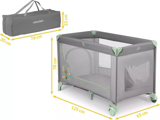 Ricokids RK-240 Кошара за игра с Матрак Grey-Mint 125x65см