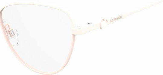 Moschino Weiblich Metallisch Brillenrahmen Katzenauge Rosa MOL608/TN 8KJ