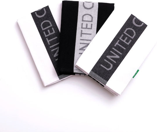 Benetton Ποτηρόπανο από 100% Βαμβάκι Black & White 3τμχ Benetton Ποτηρόπανο από 100% Βαμβάκι Black & White 3τμχ