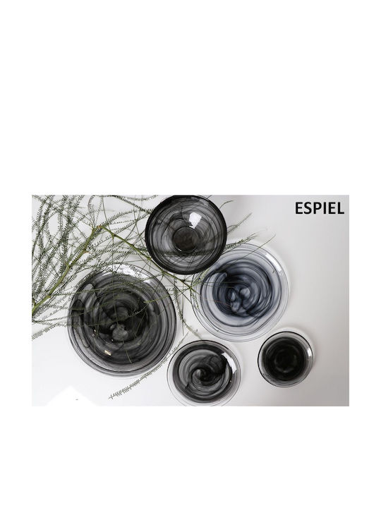 Espiel Atlas Alabaster Πιατέλα Σερβιρίσματος Οβάλ Γυάλινη Μαύρη 35x19εκ.