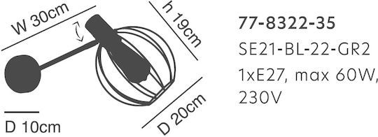 Home Lighting Single Spot with Socket E27 in Black Color Home Lighting Single Spot with Socket E27 in Black Color