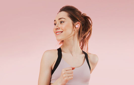 Tribit FlyBuds 3 Bluetooth Handsfree Ακουστικά με Αντοχή στον Ιδρώτα και Θήκη Φόρτισης Ροζ