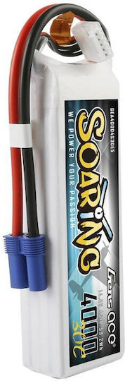 Gens Ace Soaring Li-Po Battery 14.8V 4000mAh 30C 4S EC5 for RC Vehicle