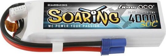 Gens Ace Soaring Li-Po Battery 14.8V 4000mAh 30C 4S EC5 for RC Vehicle
