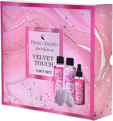 Primo Bagno Quatro Minerals Velvet Touch Skin Care Set for Moisturizing & Cleaning Body Cleaning with Body Mist , Bubble Bath , Body Cream & Sponge