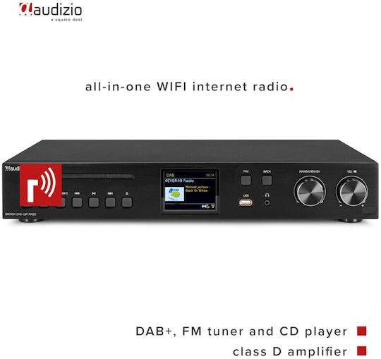 Audizio Brescia Επιτραπέζιο Ραδιόφωνο Ρεύματος DAB+ με Bluetooth και USB Μαύρο