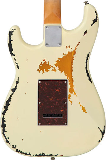 Vintage Icon V6MRVW Ηλεκτρική Κιθάρα ST Style με SSS Διάταξη Μαγνητών Relic White Over Sunburst