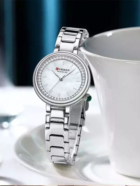 Curren Damen Uhr mit Silber Kautschukarmband
