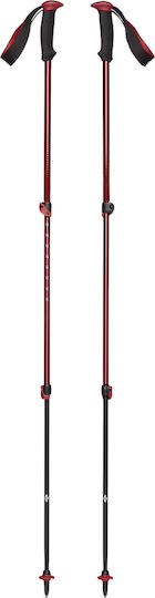 Black Diamond Pair of Telescopic Aluminum Fast Lock Trekking Poles with 3 Sections Red