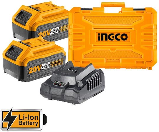 Ingco Κρουστικό Σκαπτικό Πιστολέτο Μπαταρίας Brushless 20V 2x4Ah με Υποδοχή SDS Plus CRHLI202287