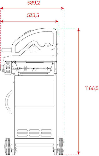 Teka 3100 G Gas Grill with 3 pcs 9.66kW and Side Burner