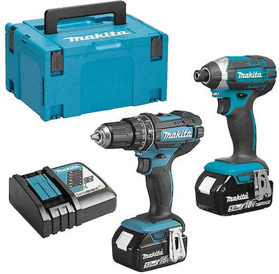 Makita Set Impact Drill Driver & Impact Screwdriver 18V with 2 5Ah Batteries and Case