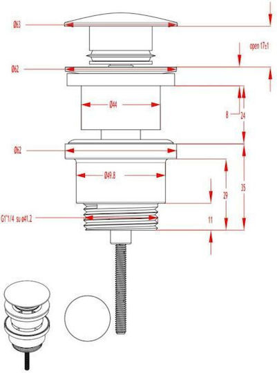 Eurorama Pop Up Brass Valve Sink Bronze