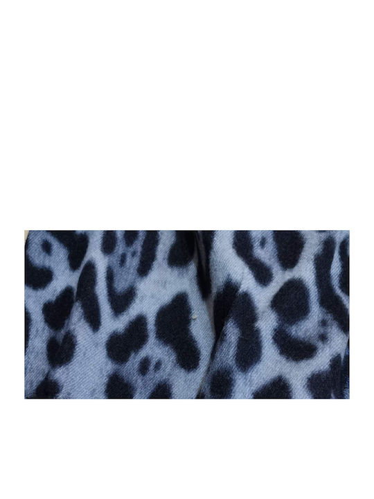 Damenschal mit Leopardenmuster blau