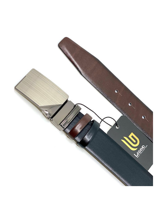 LGD-2021 Men's Belt Leather Double Sided Black / Brown 2021-A ΜΑΥΡΟ ΚΑΦΕ
