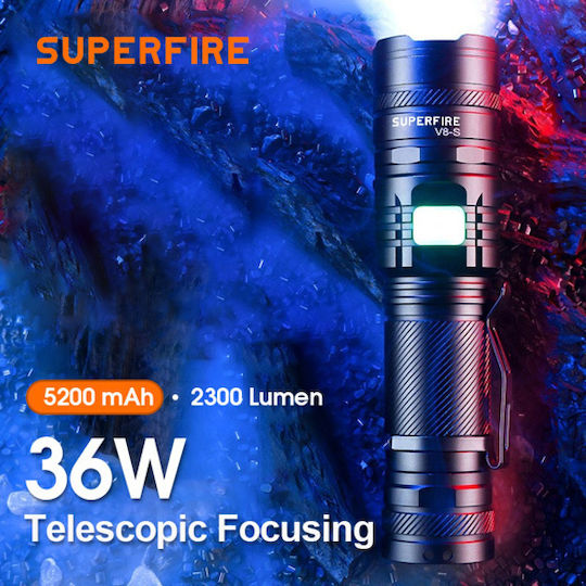 Superfire Lumină de lucru și de sit, cu baterie Lanternă LED IP34 cu Luminozitate Maximă 2000lm