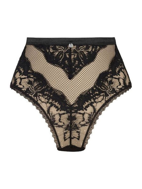 Olvidia Hochtailliert Damen Slip mit Spitze Schwarz