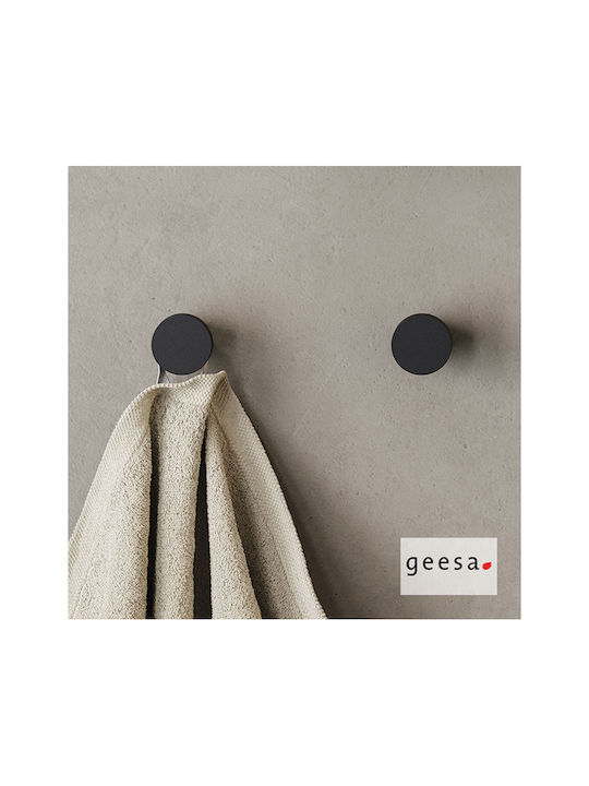 Geesa Opal Single Wall-Mounted Bathroom Hook ​2.5x2cm Black Brushed
