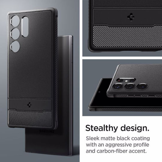 Spigen Rugged Armor Back Cover Σιλικόνης 2mm Matte Black (Galaxy S23 Ultra)