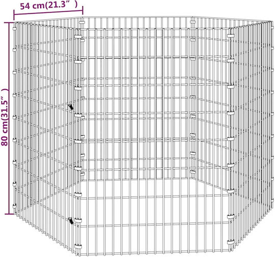 vidaXL 171577 Galvanized Steel Cage for Rabbits 54x54x80cm