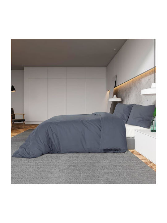 vidaXL Duvet Cover Set Cotton Double with 2 Pillowcases 200x200 Charcoal