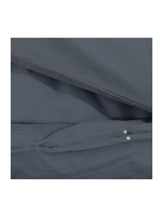 vidaXL Duvet Cover Set Cotton Double with 2 Pillowcases 200x200 Charcoal
