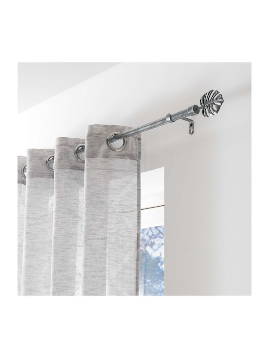 Douceur d'Intérieur Extendable Metallic Curtain Pole Tropical Single Φ19mm 120-210cm Silver