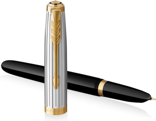 Parker Fountain Pen Medium Black Aluminum with Black Ink