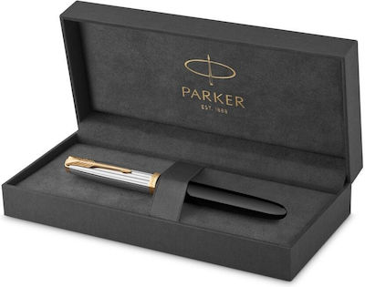 Parker Πένα Γραφής Medium Μαύρη από Αλουμίνιο με Μπλε Μελάνι