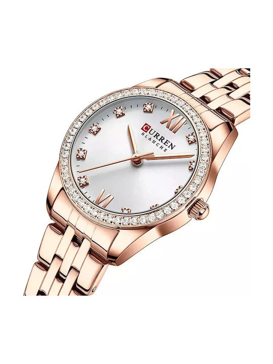 Curren Women's Watch with Pink Gold Metal Bracelet