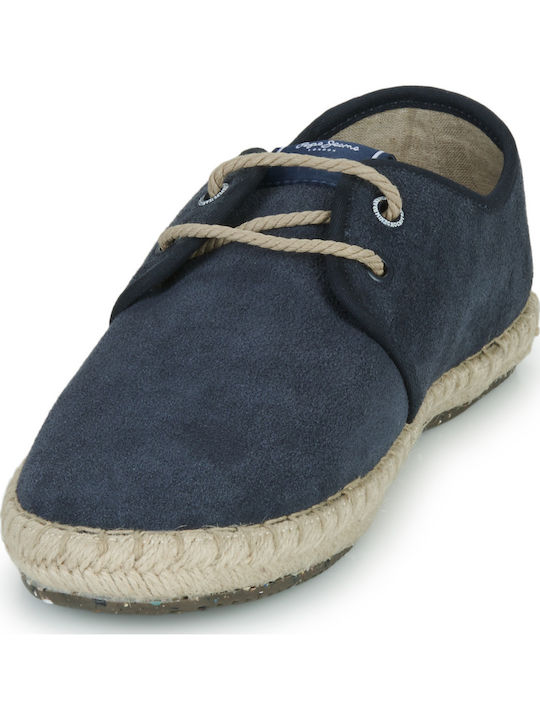 Tourist Classic Suede Men's Espadrilles in Blue Color