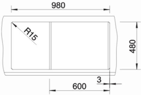 Blanco Metra XL 6 S 527307 Drop-In Spüle aus Verbundgranulat B100xT50cm Volcano Grey